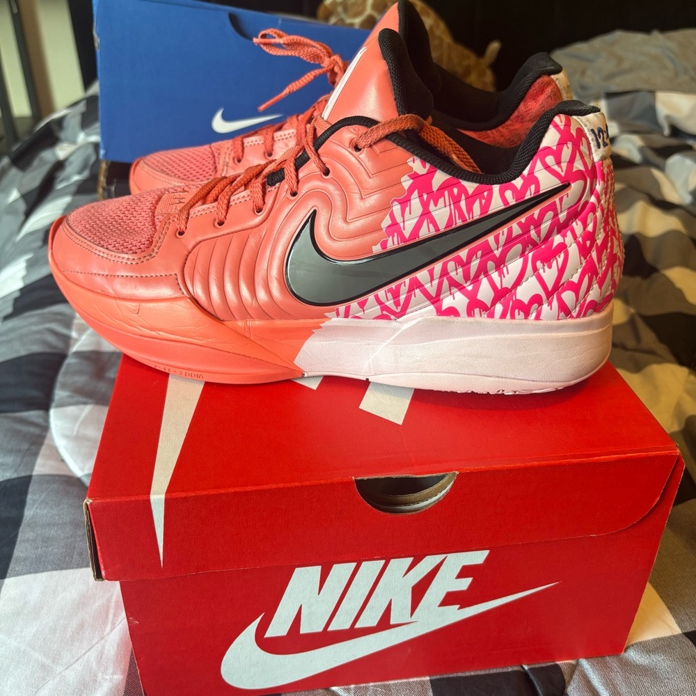 Nike Coral and Fuchsia Heart Sneakers